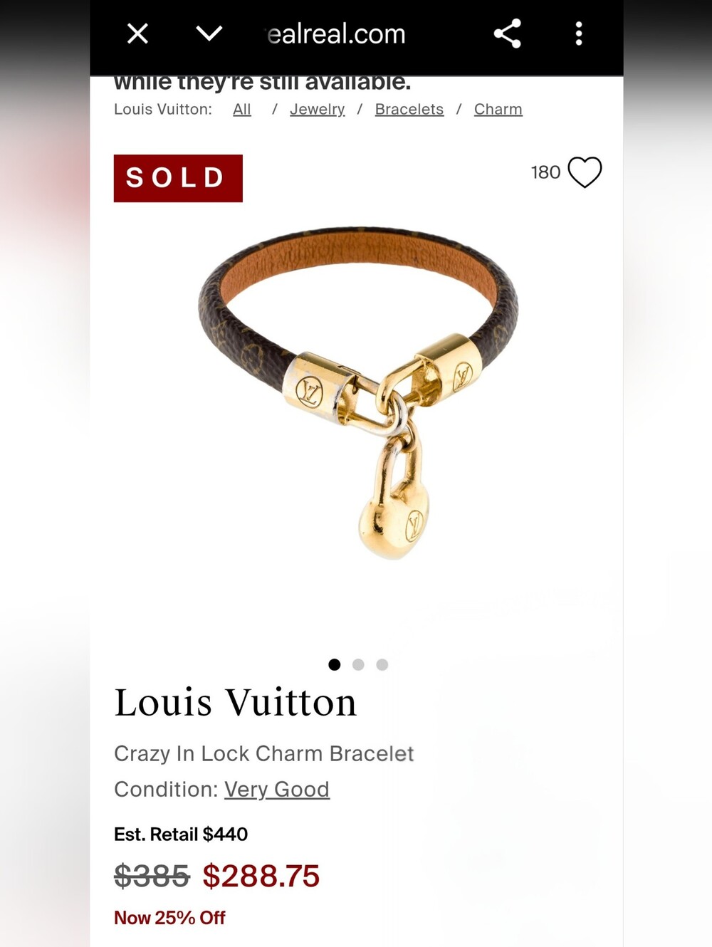 Louis Vuitton Brown Monogram Leather Bracelet with Charm - Picture 9 of 9